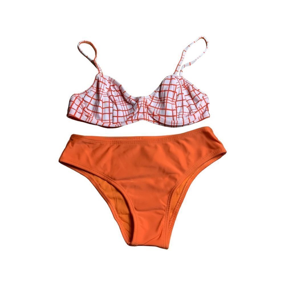 Recco Size Medium Orange Brazilian Underwire Bikini Top & Solid Bottom. New